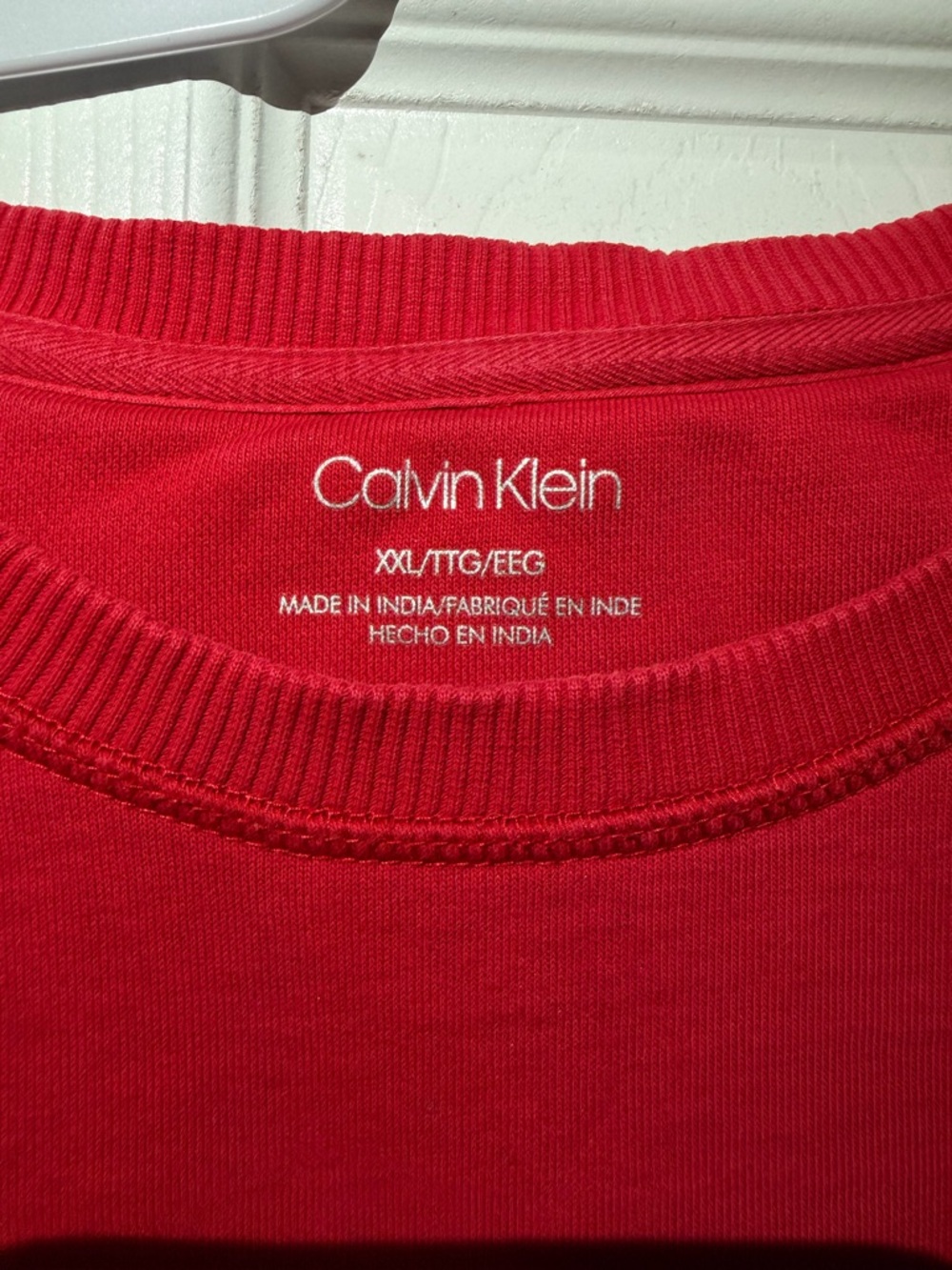 Calvin Klein Red Crewneck Sweatshirt with Vertical Logo - Picture 3 of 3